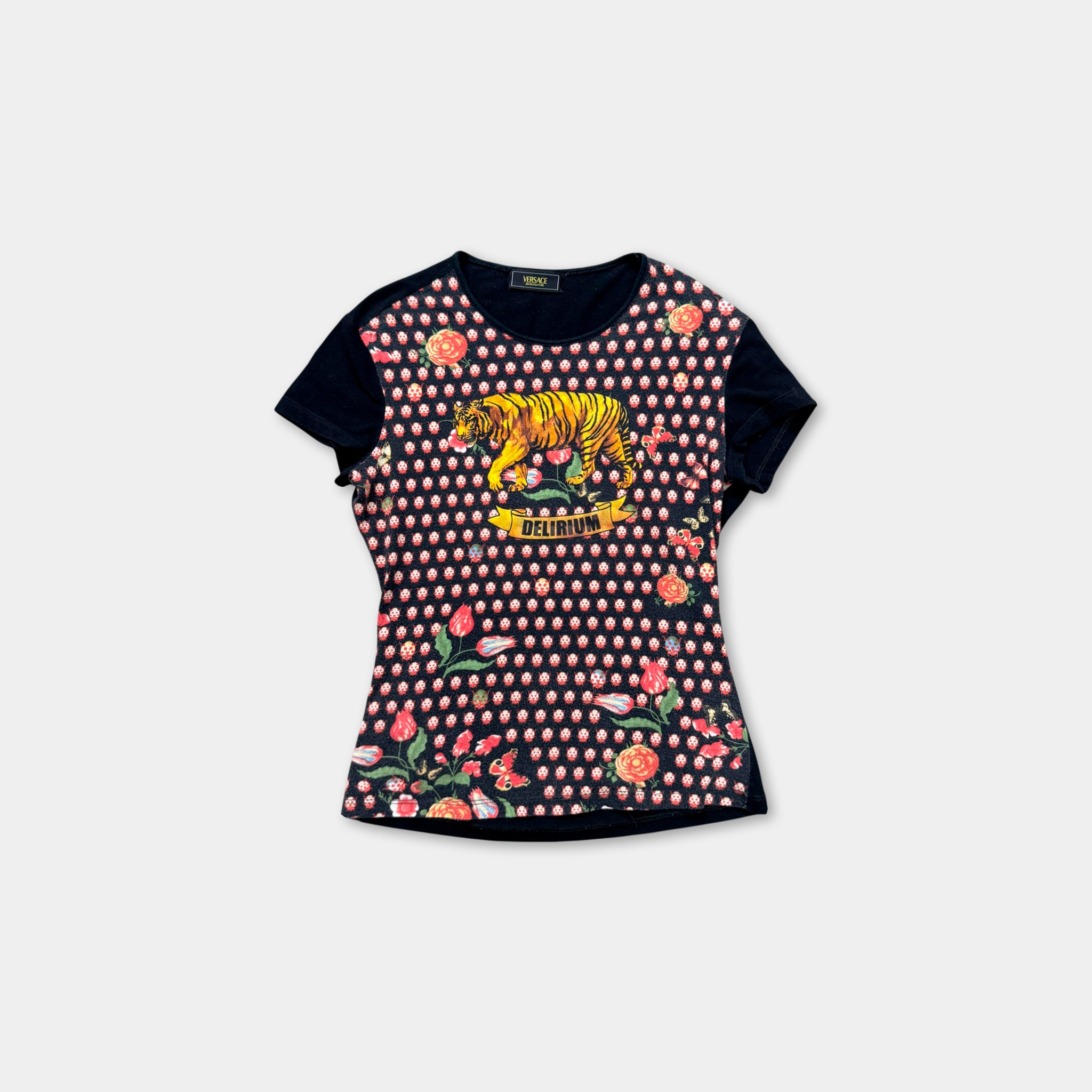 Versace Vintage 'Delirium' Tiger & Floral T-Shirt