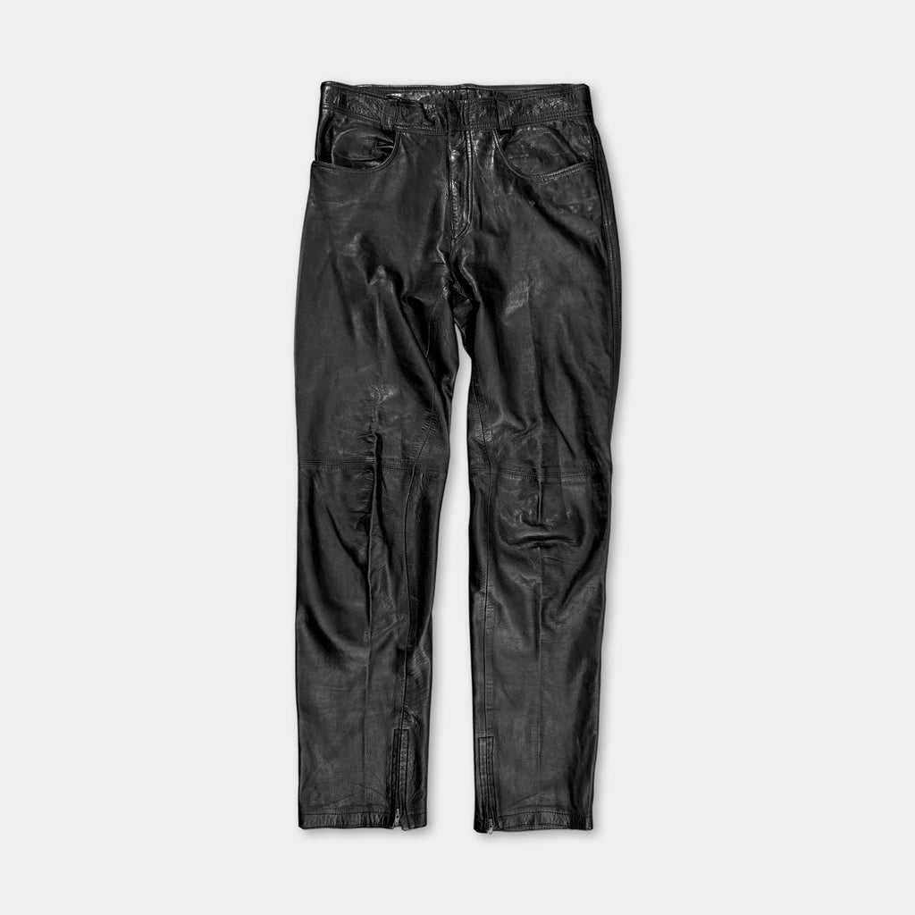 Gianni Versace Vintage Leather Black Pants