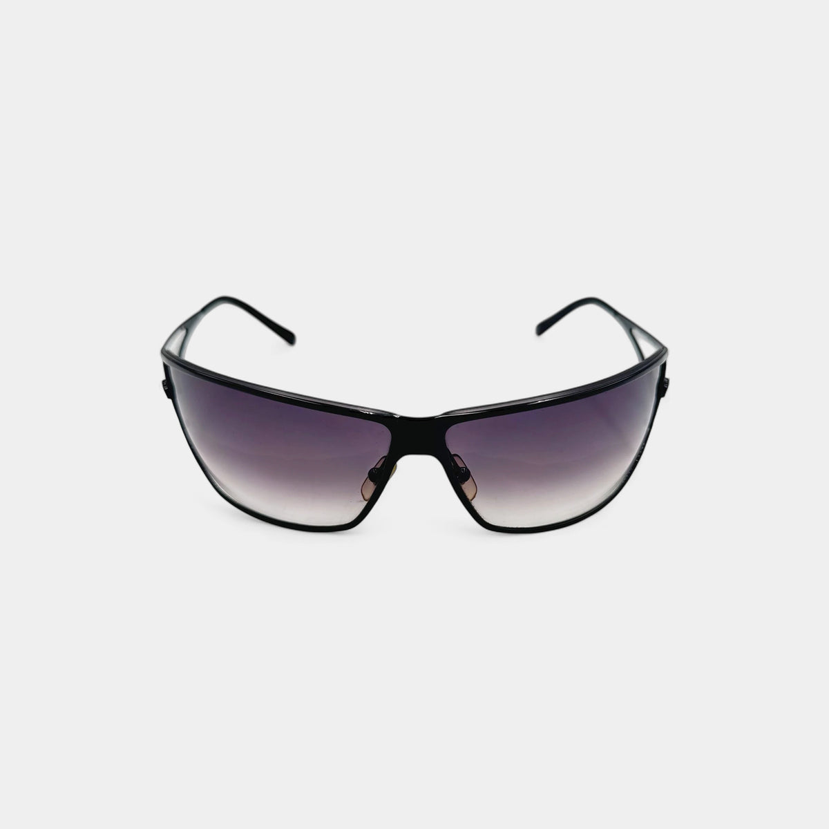 Versace 2000s Black Cutout Split-Temple Shield Sunglasses