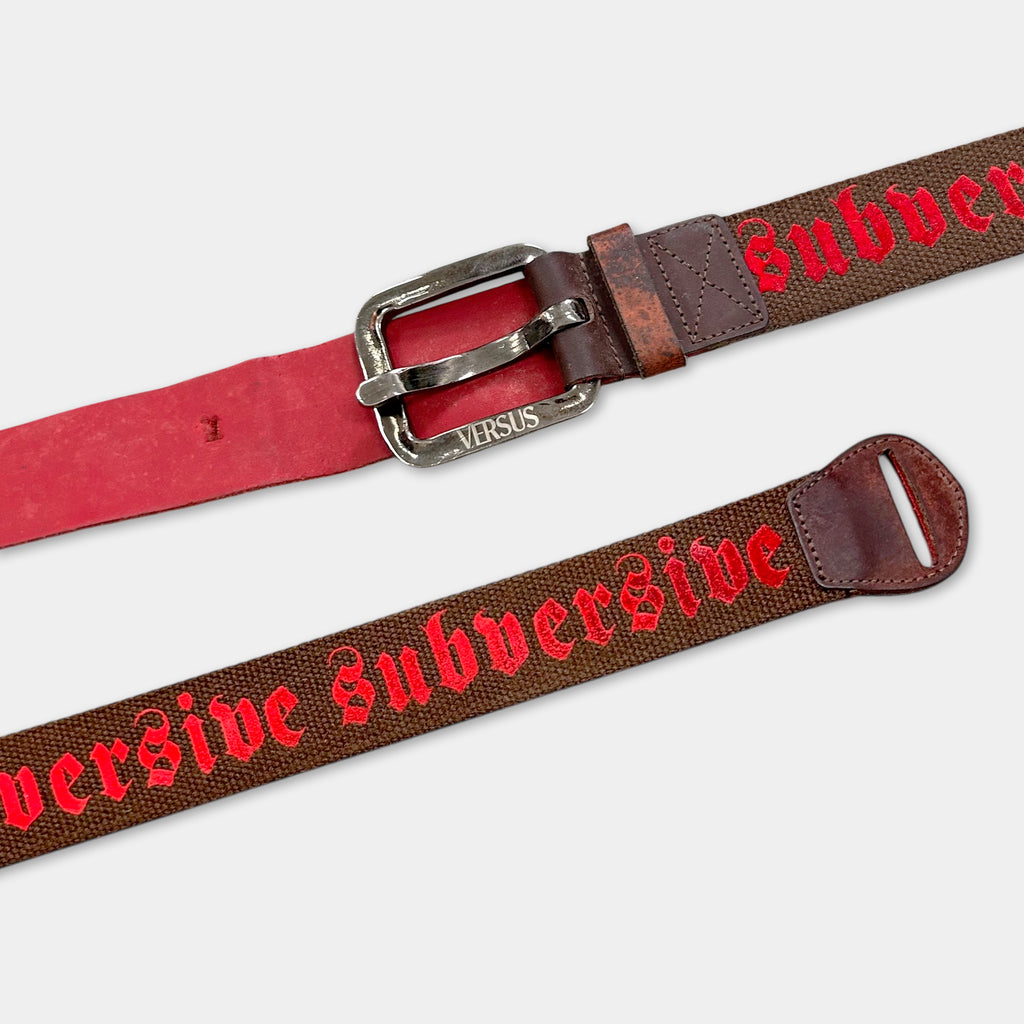 Versace Versus "Subversive" Gothic Script Webbing Belt.