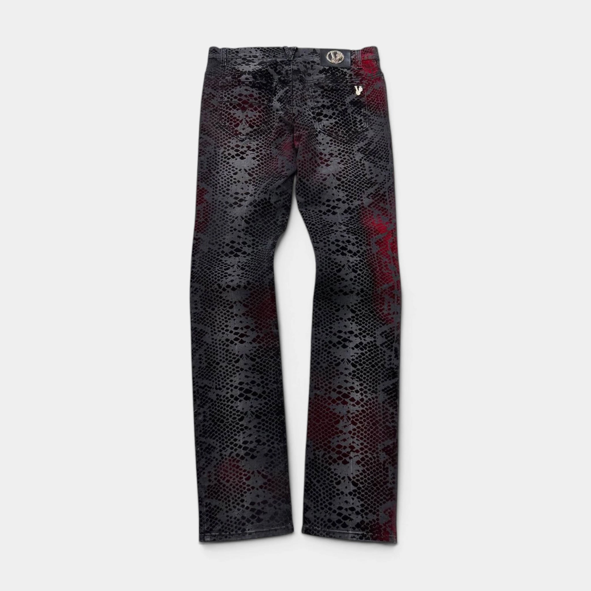 Versace Jeans 2000s Flocked Snakeskin Suede-Effect Gradient Trousers