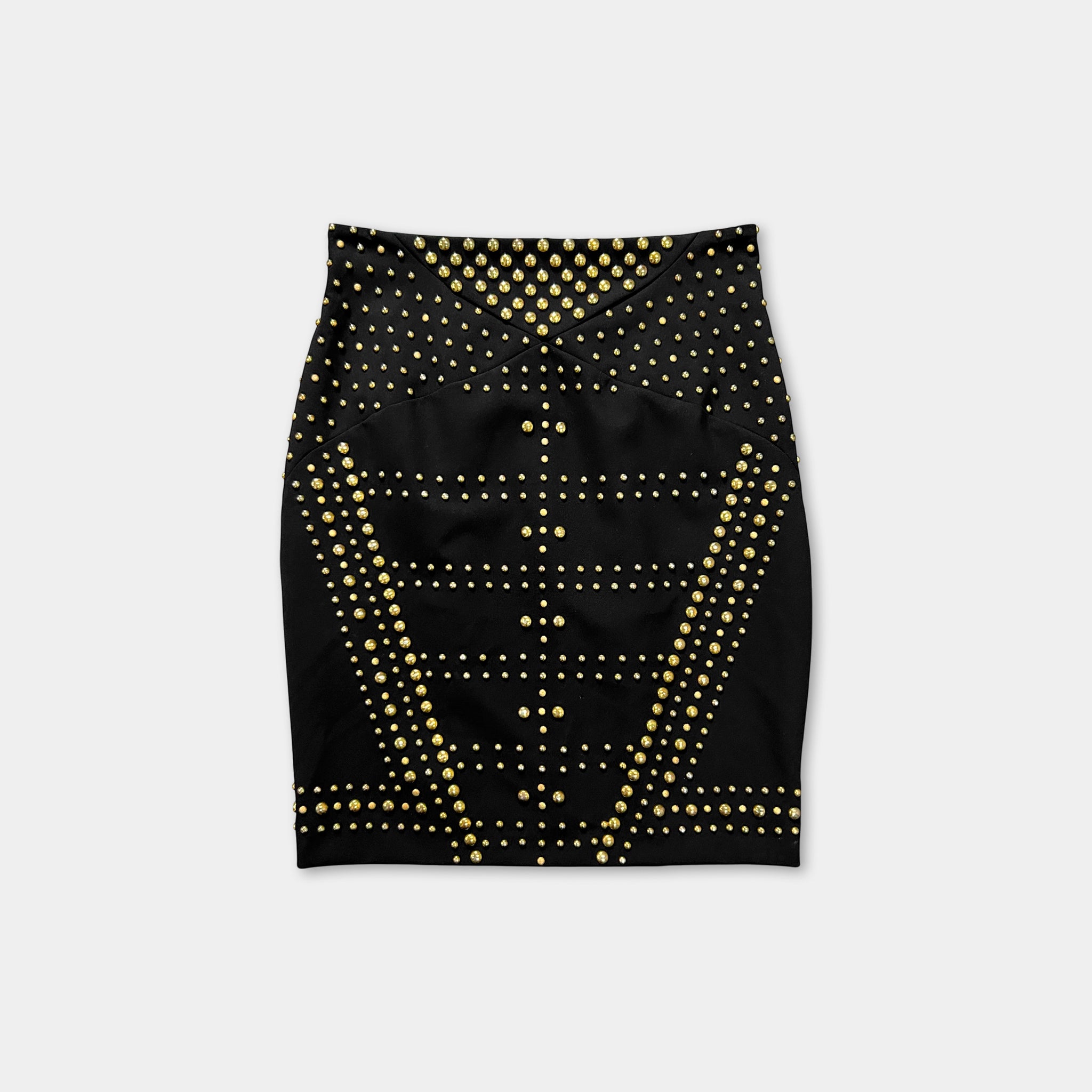 Versace Black Gold-Studded Bodycon Mini Skirt