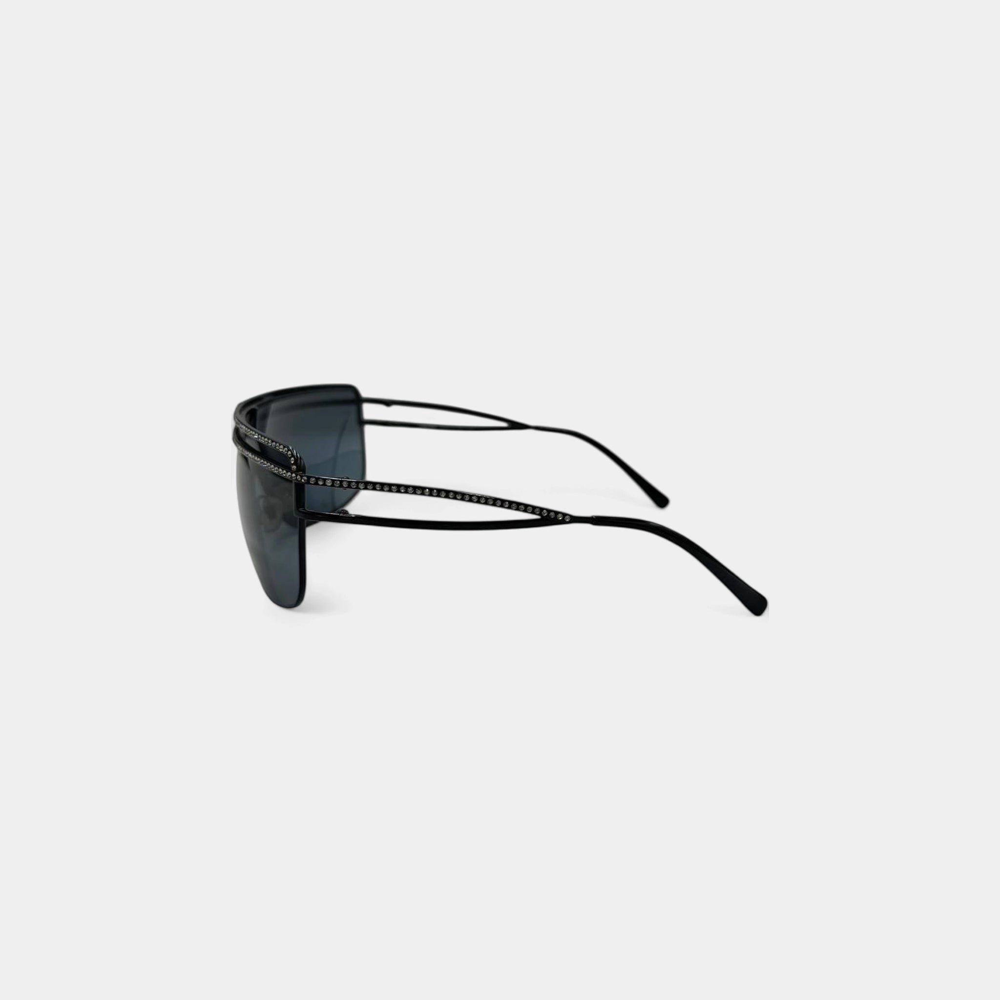 Versace 2000s Medusa Rhinestone Shield Sunglasses