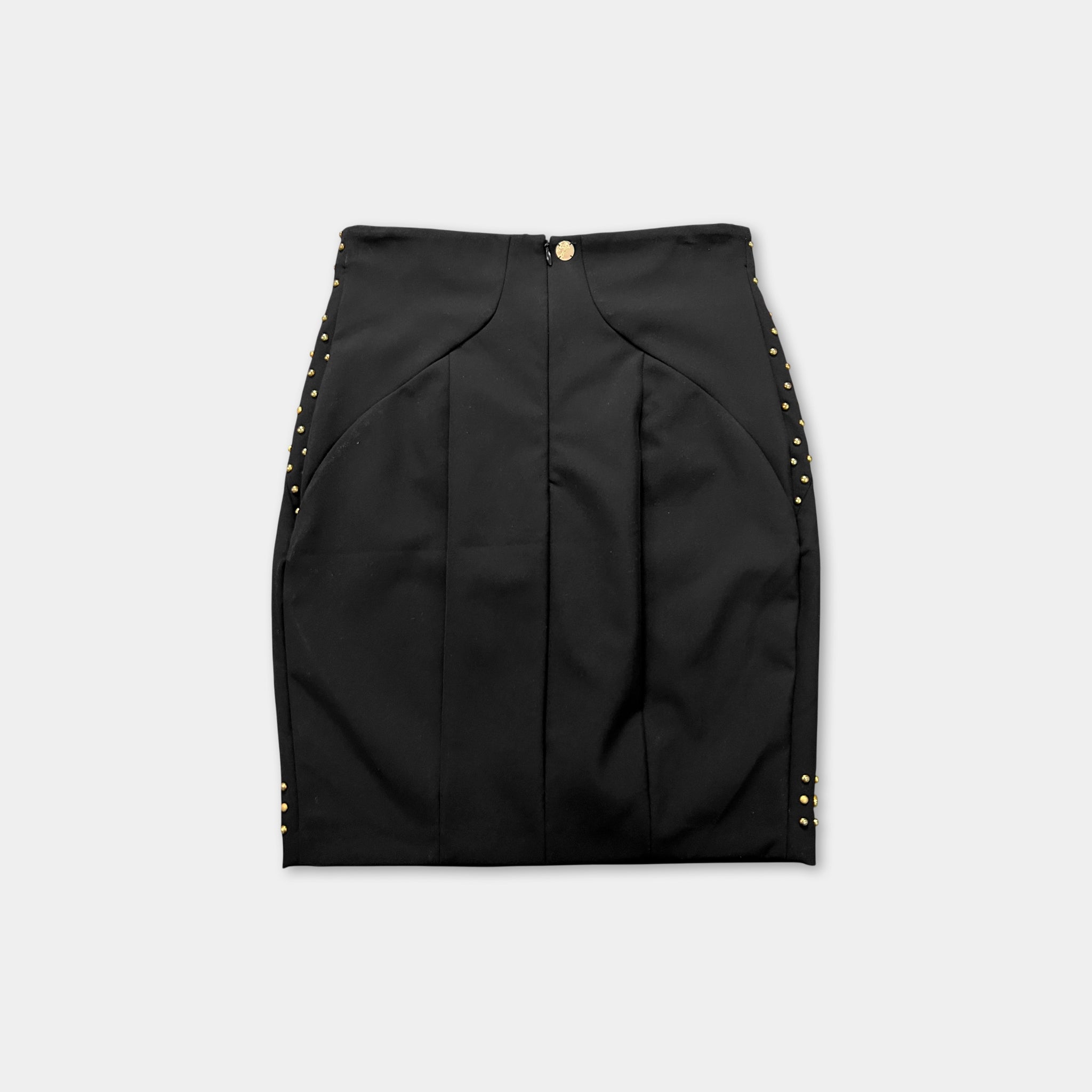 Versace Black Gold-Studded Bodycon Mini Skirt