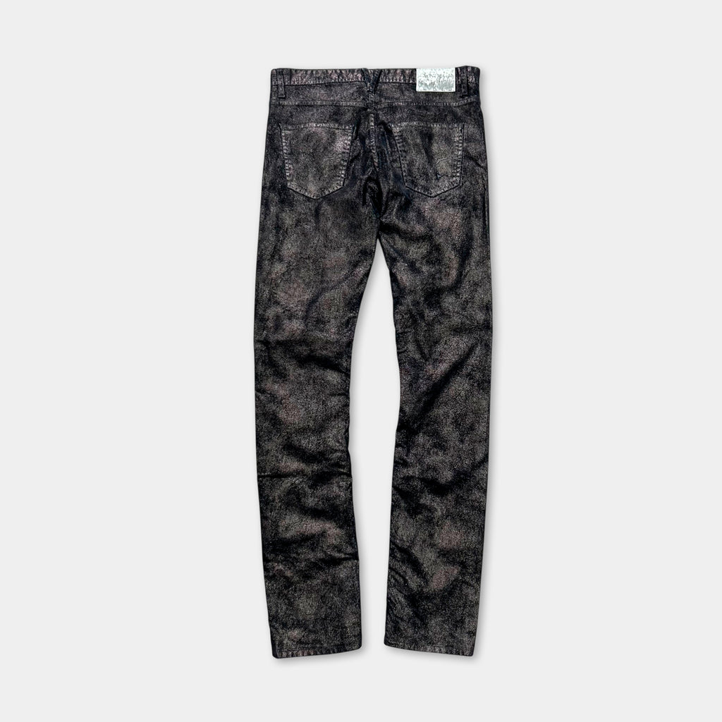 Versace Jeans Skinny Metallic Black Suede Pants