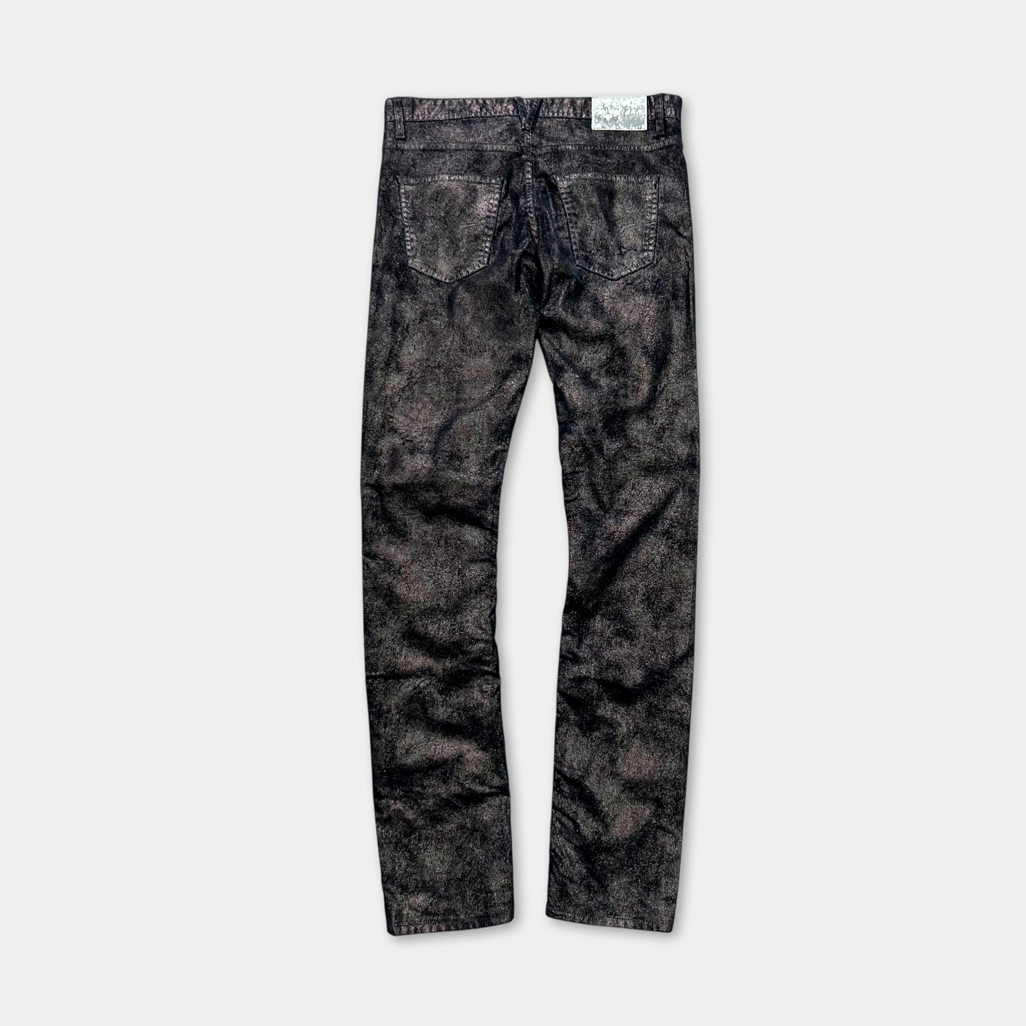 Versace Jeans Skinny Metallic Black Suede Pants
