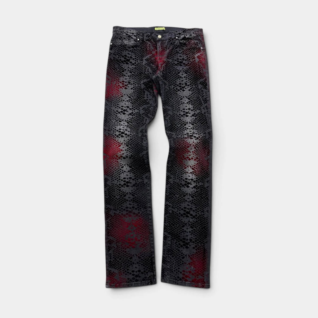Versace Jeans 2000s Flocked Snakeskin Suede-Effect Gradient Trousers