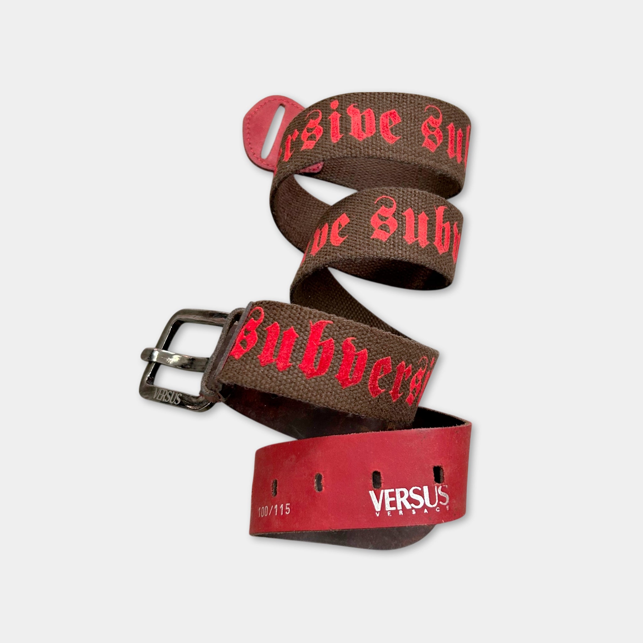 Versace Versus "Subversive" Gothic Script Webbing Belt.