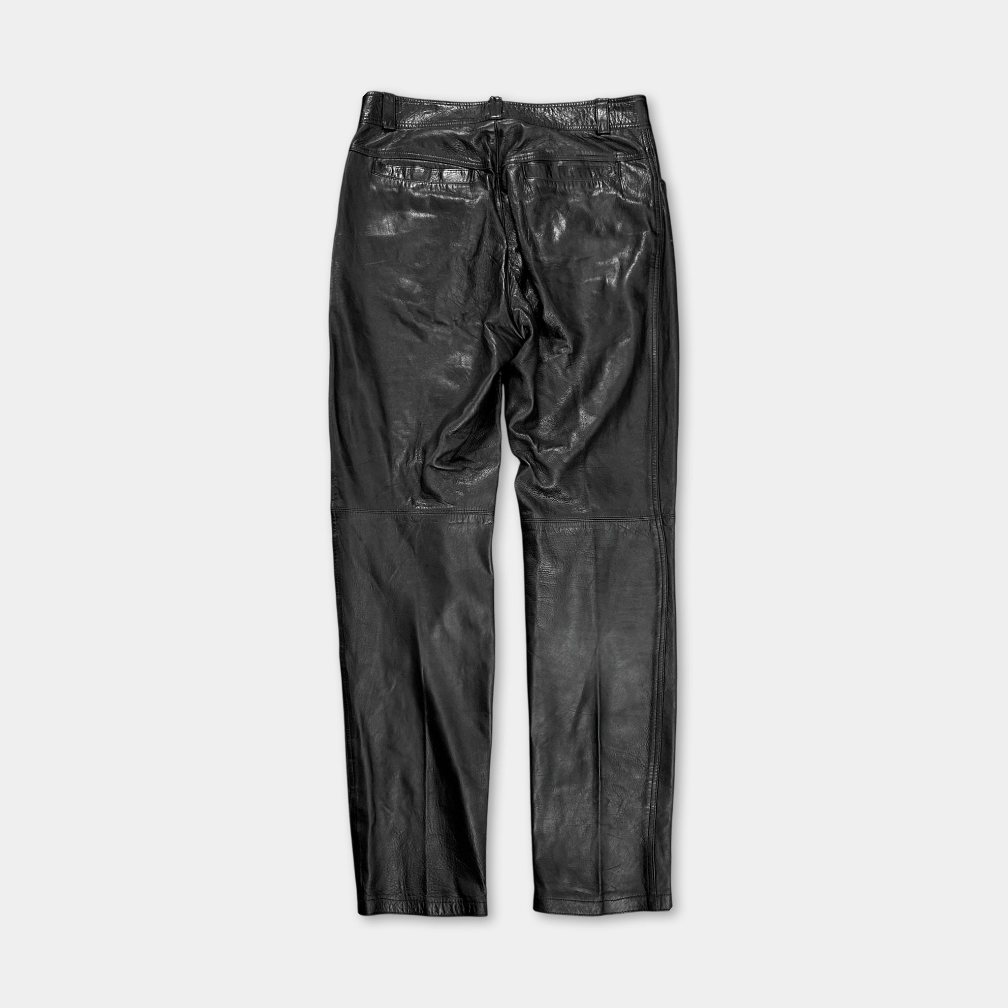 Gianni Versace Vintage Leather Black Pants