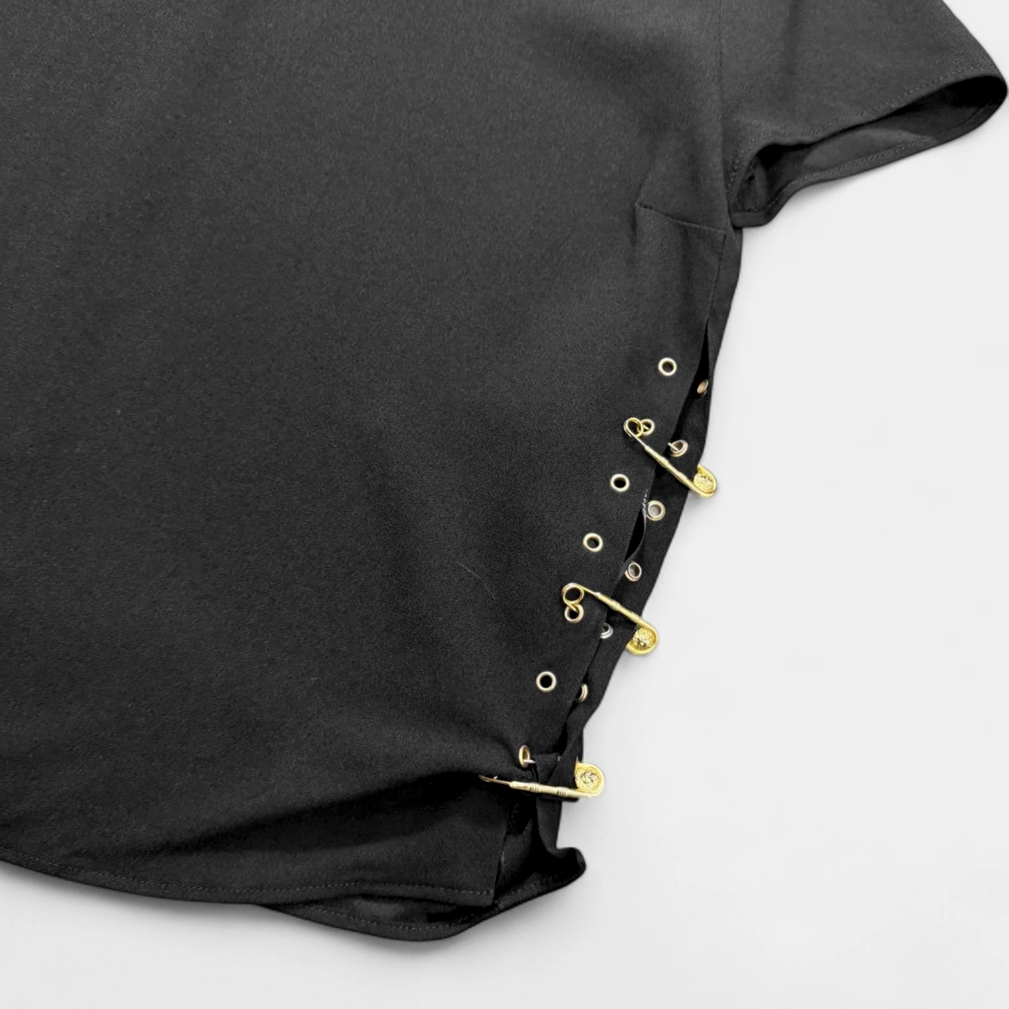 Versace Gold Safety Pins Black T-shirt