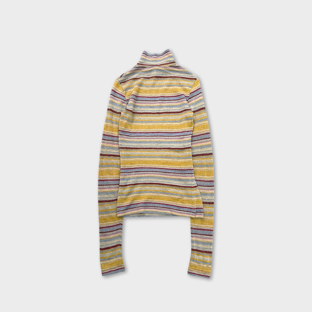 Versace 1990s Glitter Effect Striped Long Sleeve Turtleneck