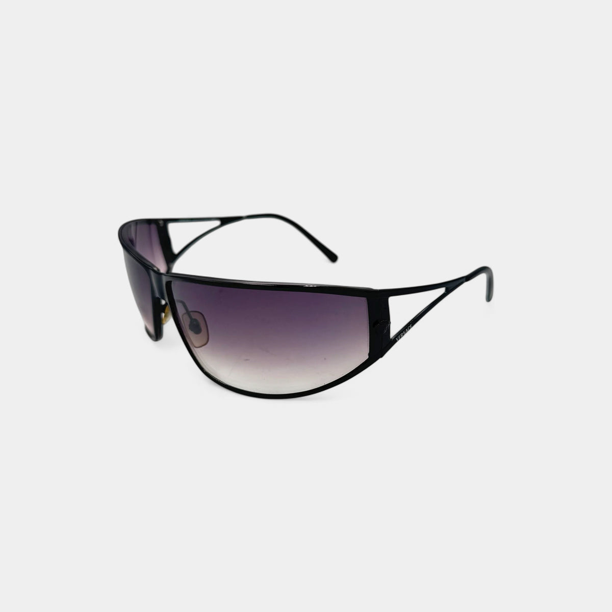 Versace 2000s Black Cutout Split-Temple Shield Sunglasses