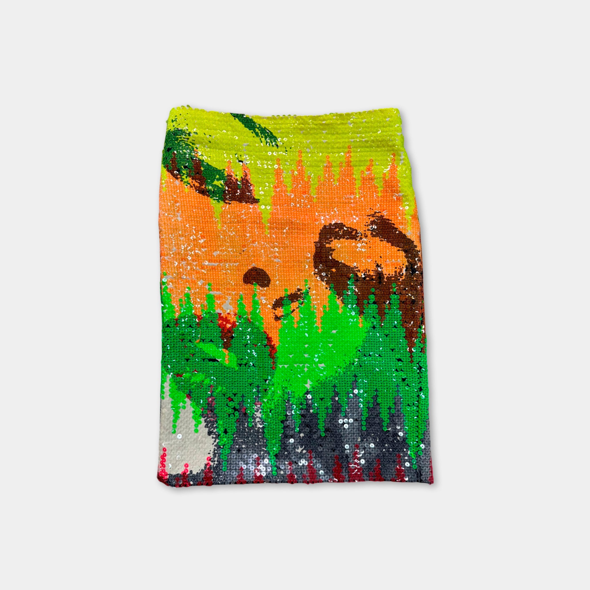 Versace Versus Sequin Face Graphic High-Waisted Skirt
