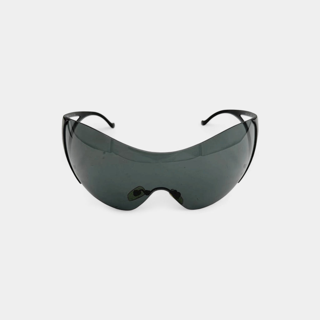 Versace Black Frameless Visor Shield Cut-Out Sunglasses