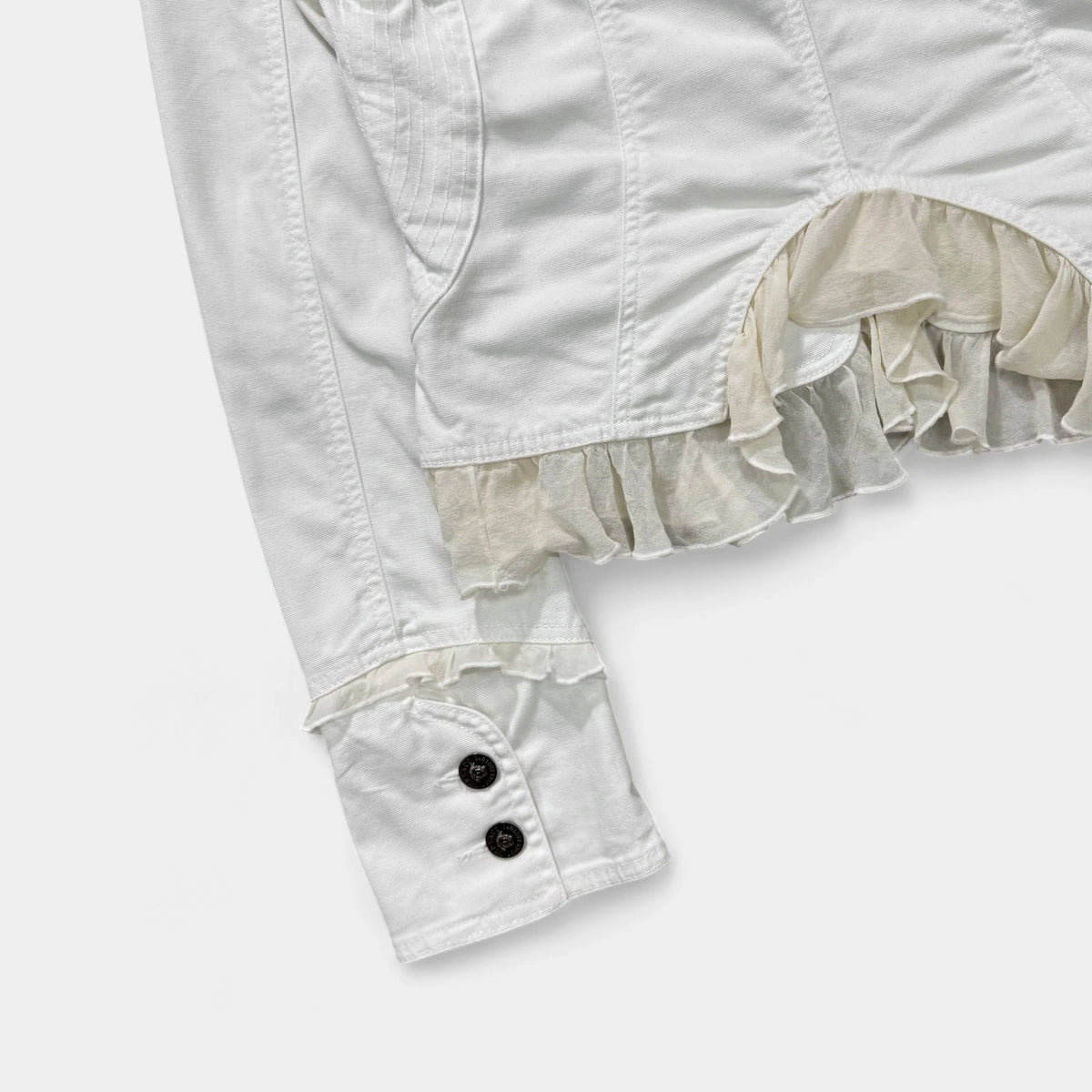 Versace Jeans Couture 90s Ruffled White Cotton Jacket