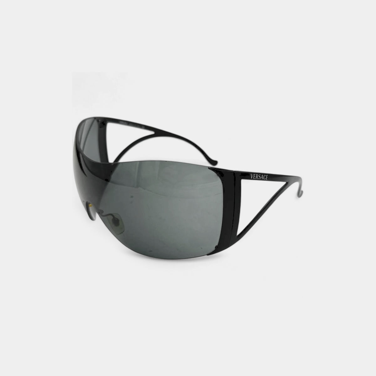 Versace Black Frameless Visor Shield Cut-Out Sunglasses