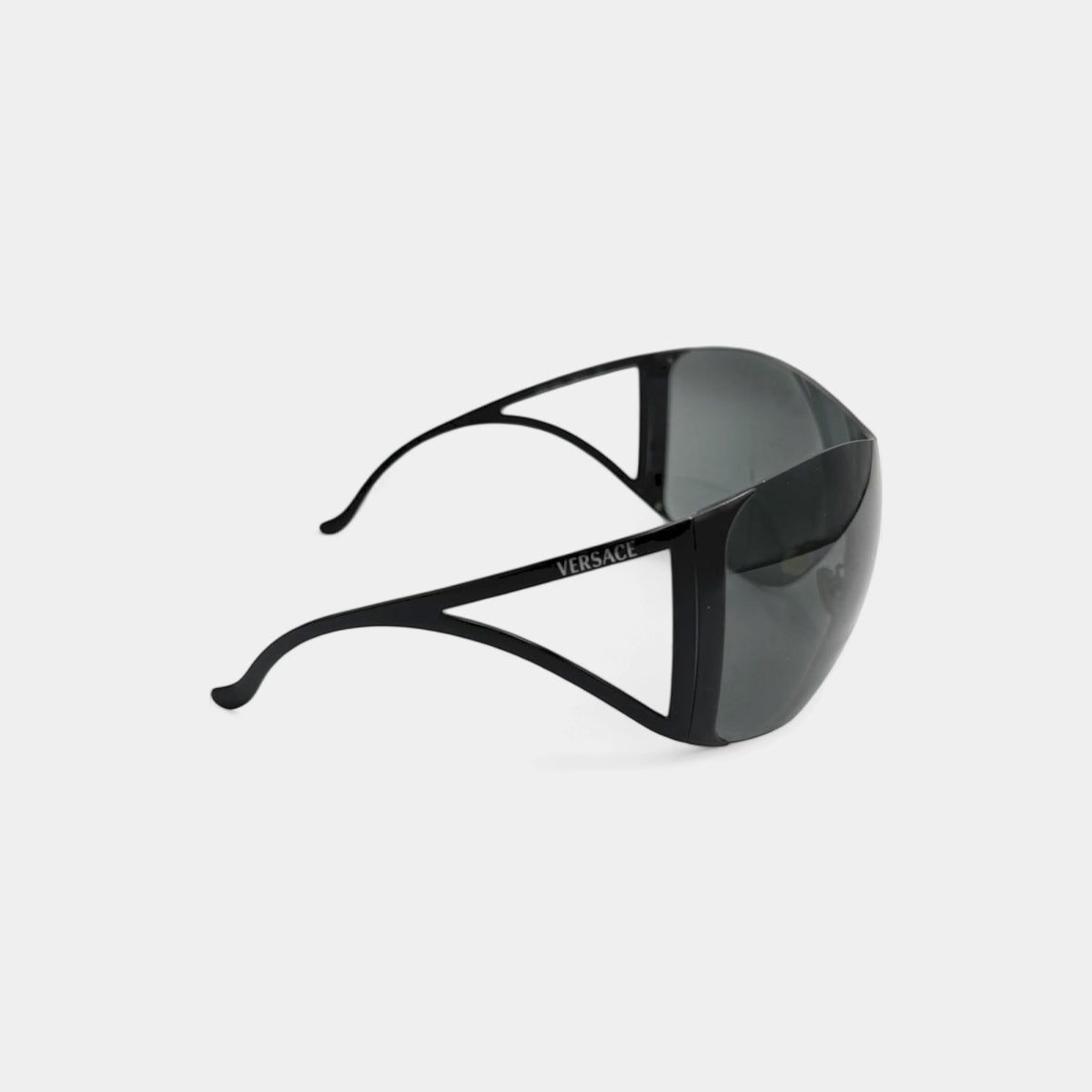 Versace Black Frameless Visor Shield Cut-Out Sunglasses