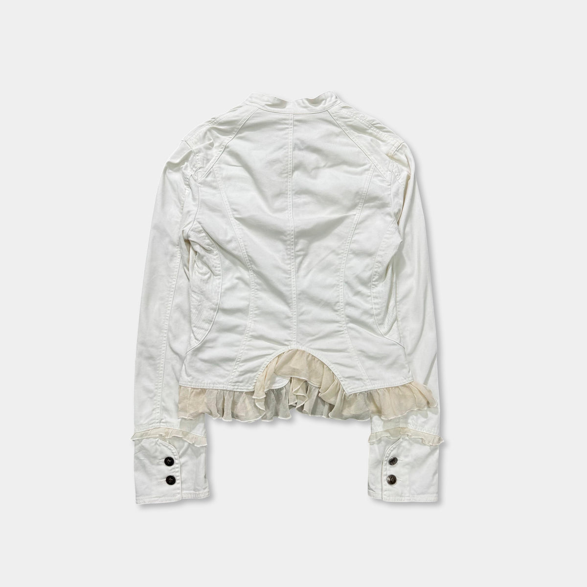 Versace Jeans Couture 90s Ruffled White Cotton Jacket