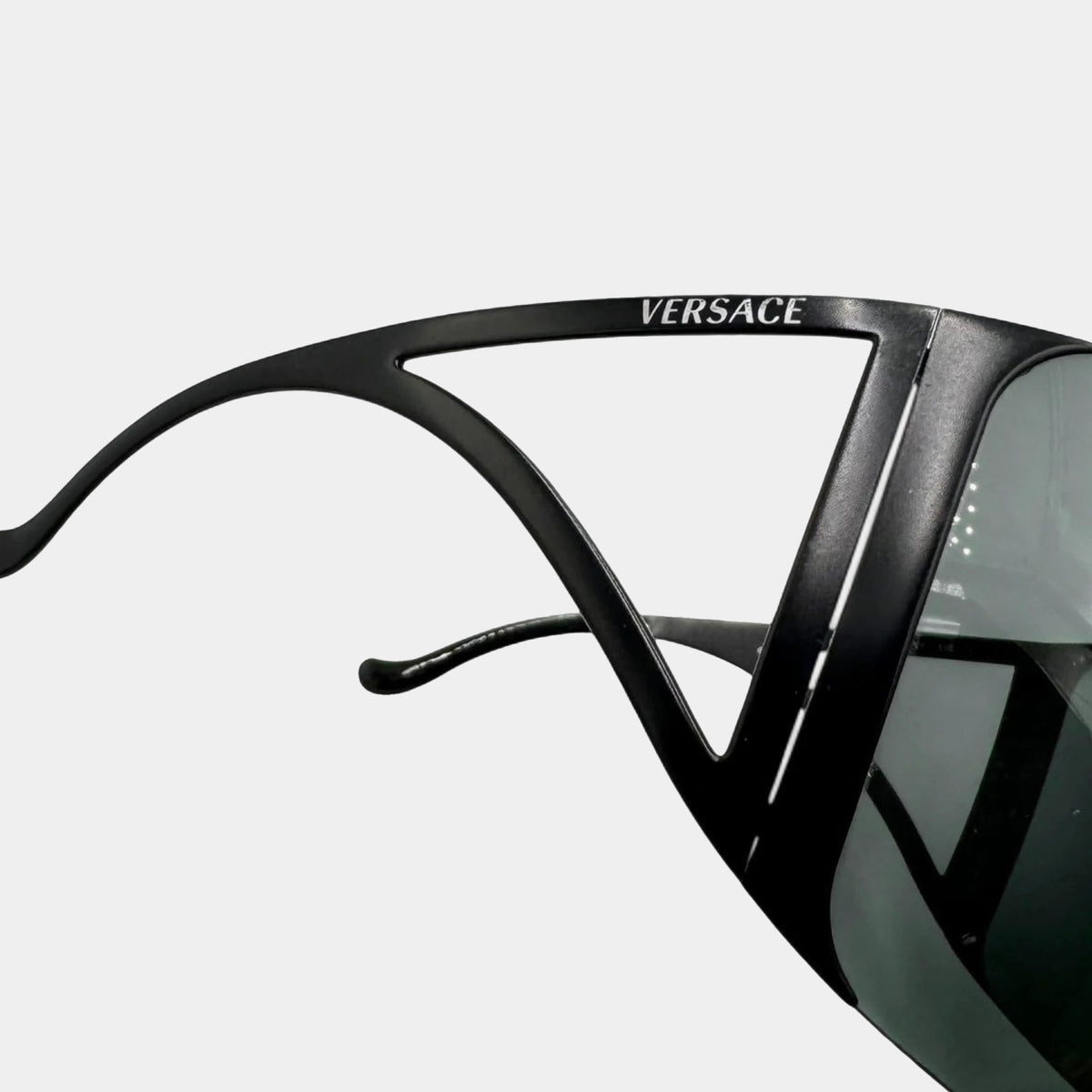 Versace Black Frameless Visor Shield Cut-Out Sunglasses
