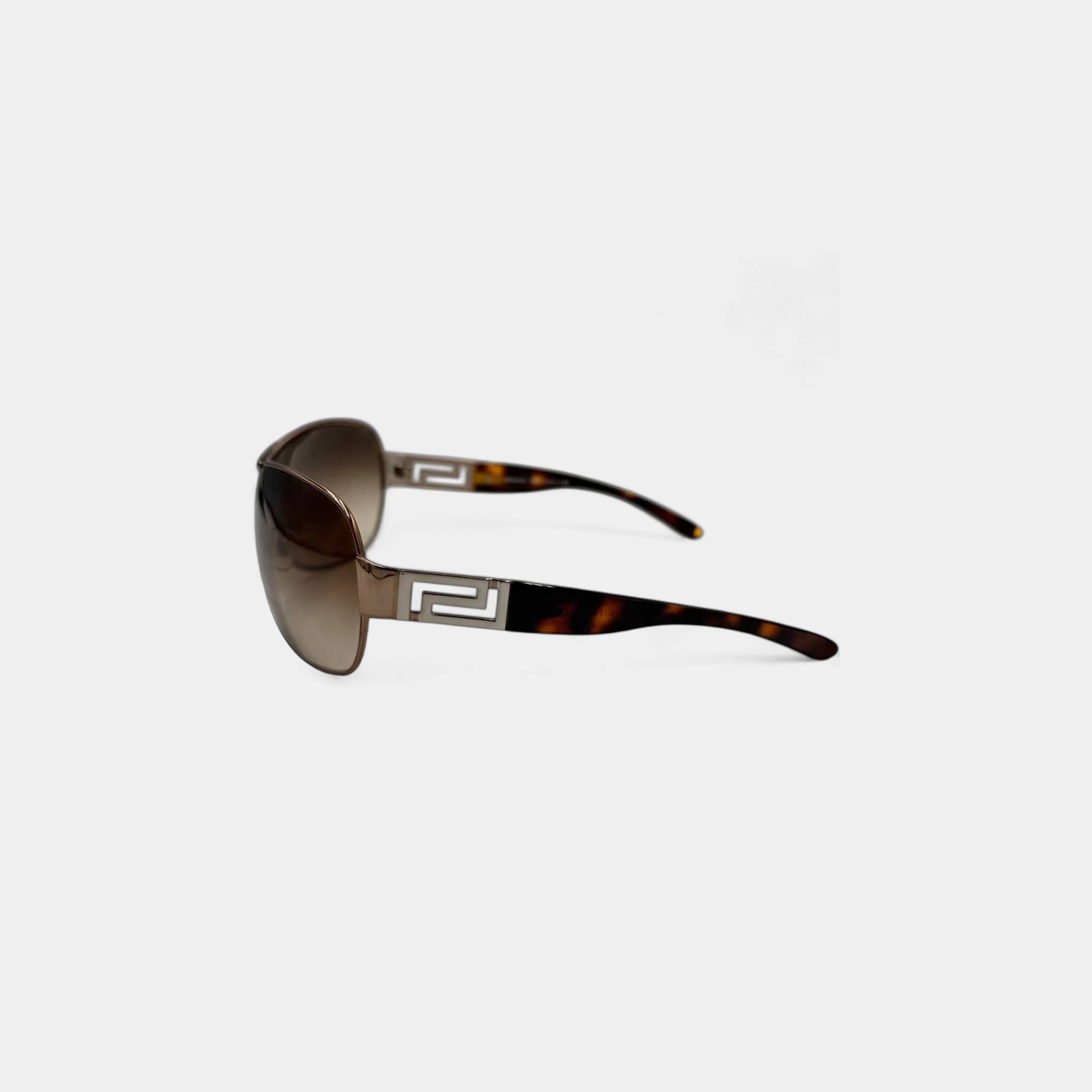 Versace 2000s Bronze Metal Shield Sunglasses