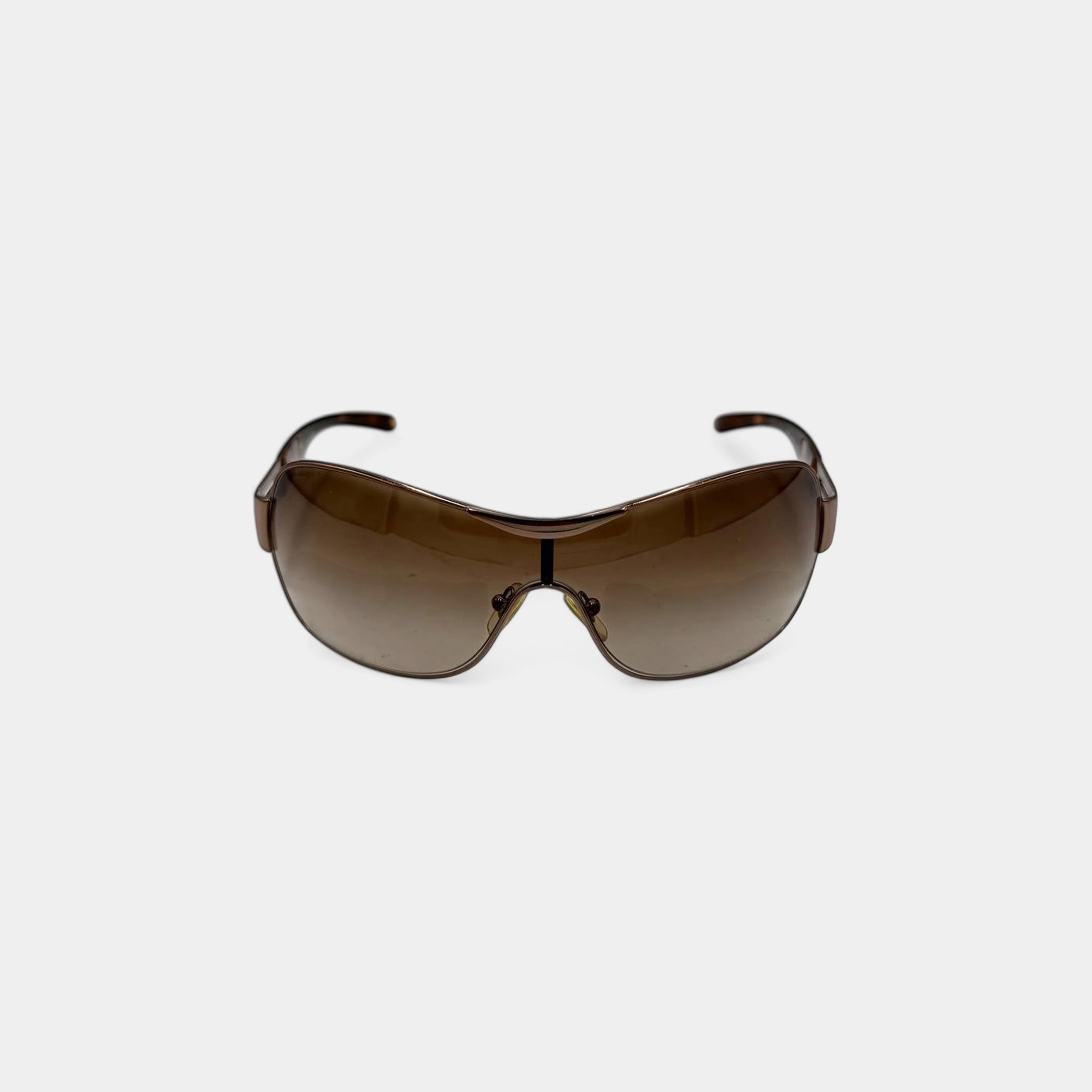 Versace 2000s Bronze Metal Shield Sunglasses