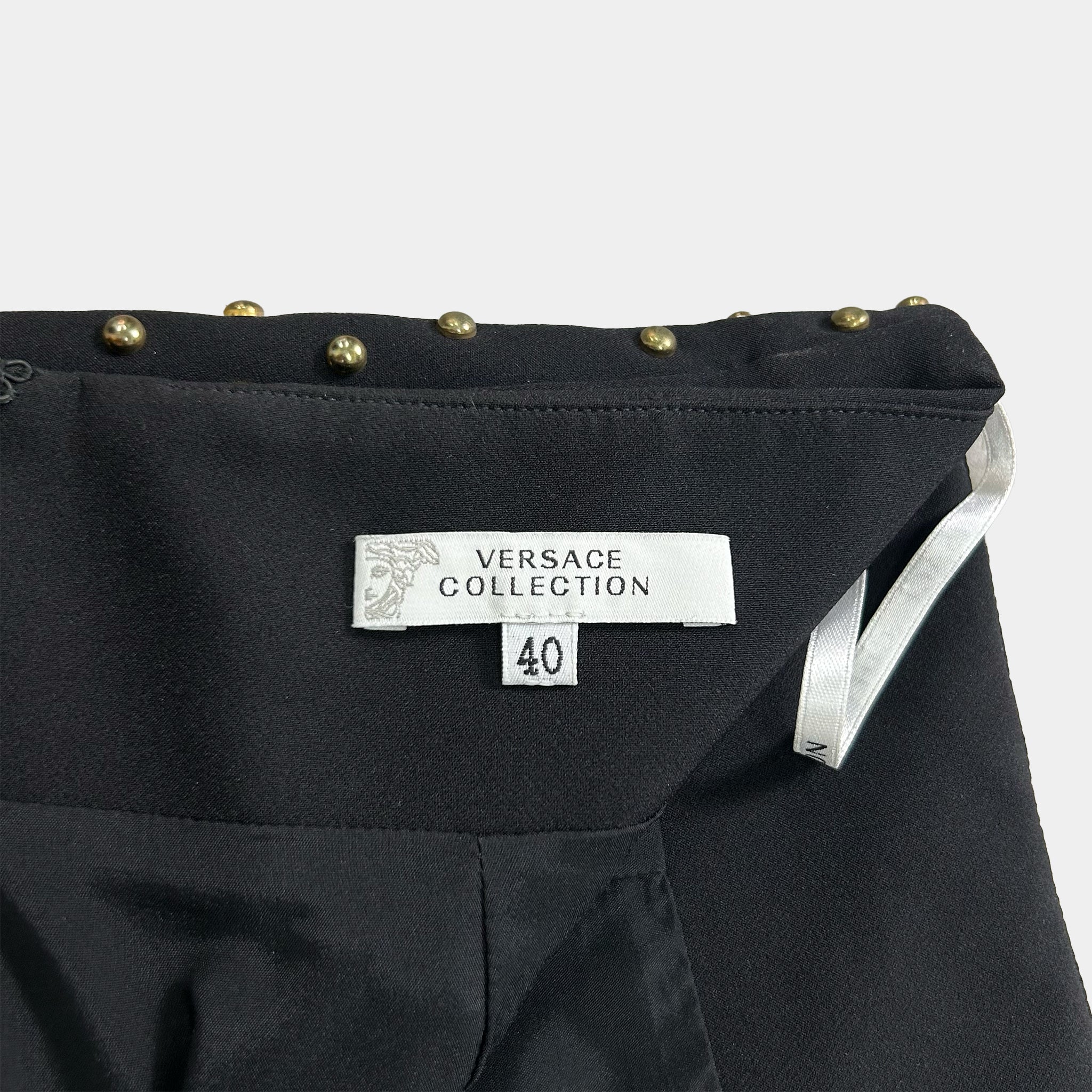 Versace Black Gold-Studded Bodycon Mini Skirt