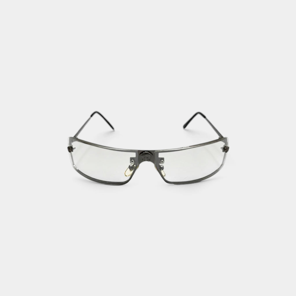 Versace 1990s Medusa Rectangular Shield Sunglasses