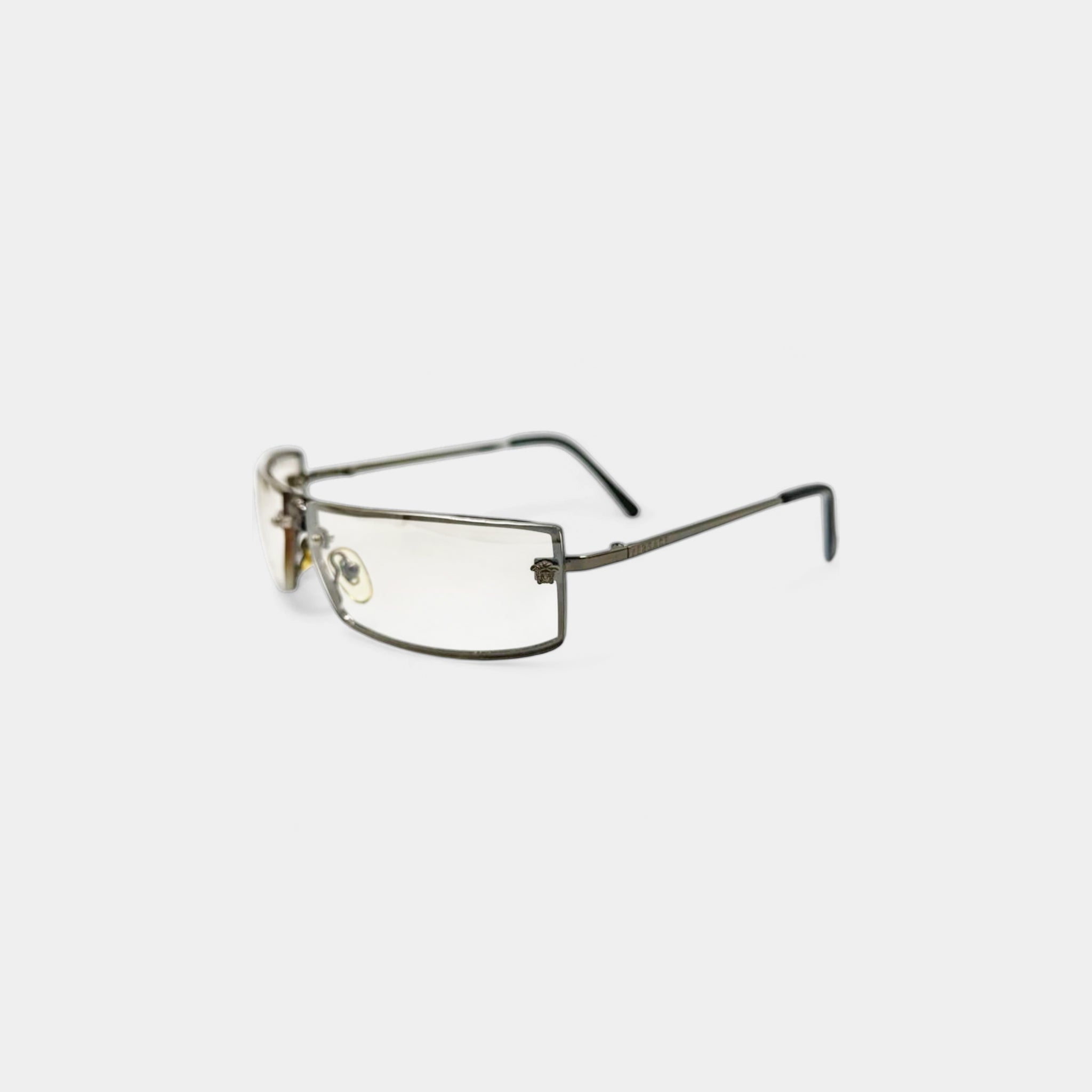 Versace 1990s Medusa Rectangular Shield Sunglasses