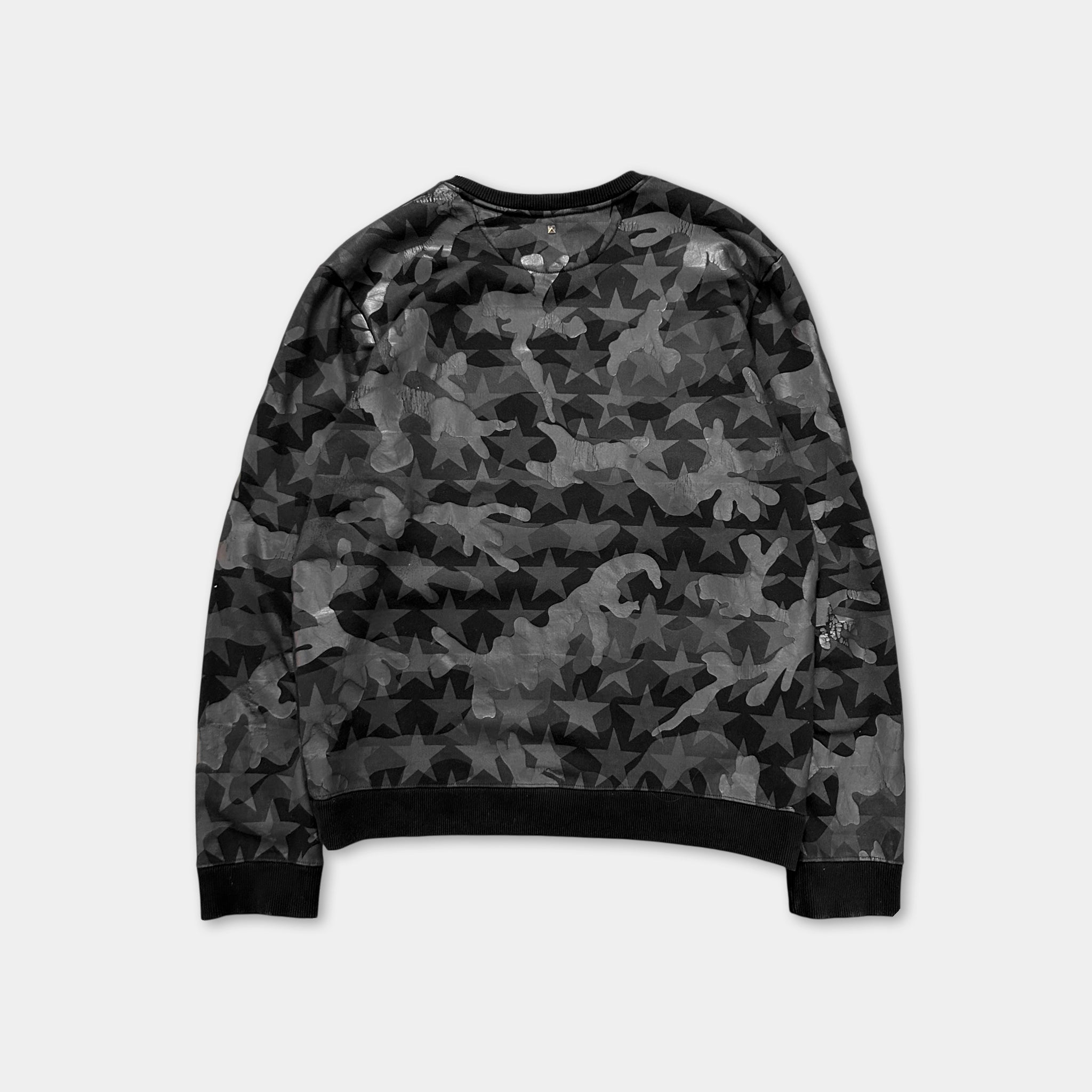 Valentino Black Stars Camouflage Crewneck Sweatshirt