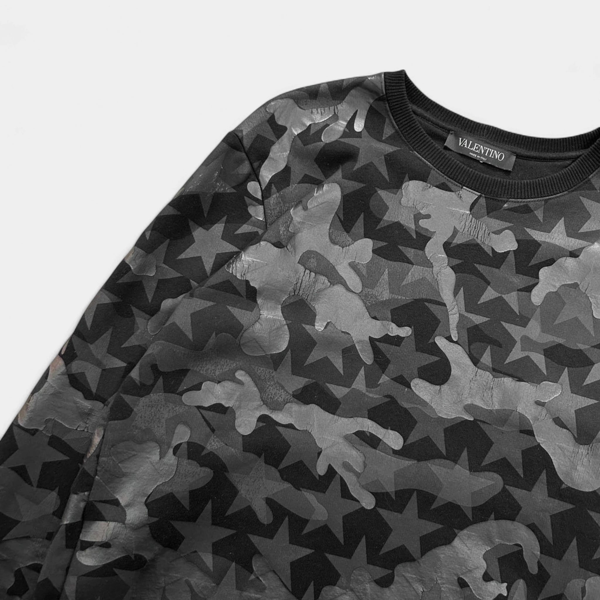 Valentino Black Stars Camouflage Crewneck Sweatshirt