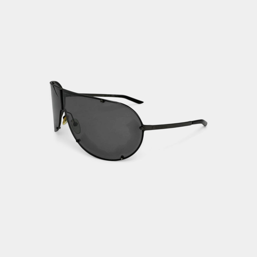 Valentino Black Aviator Shield Wrap Sunglasses