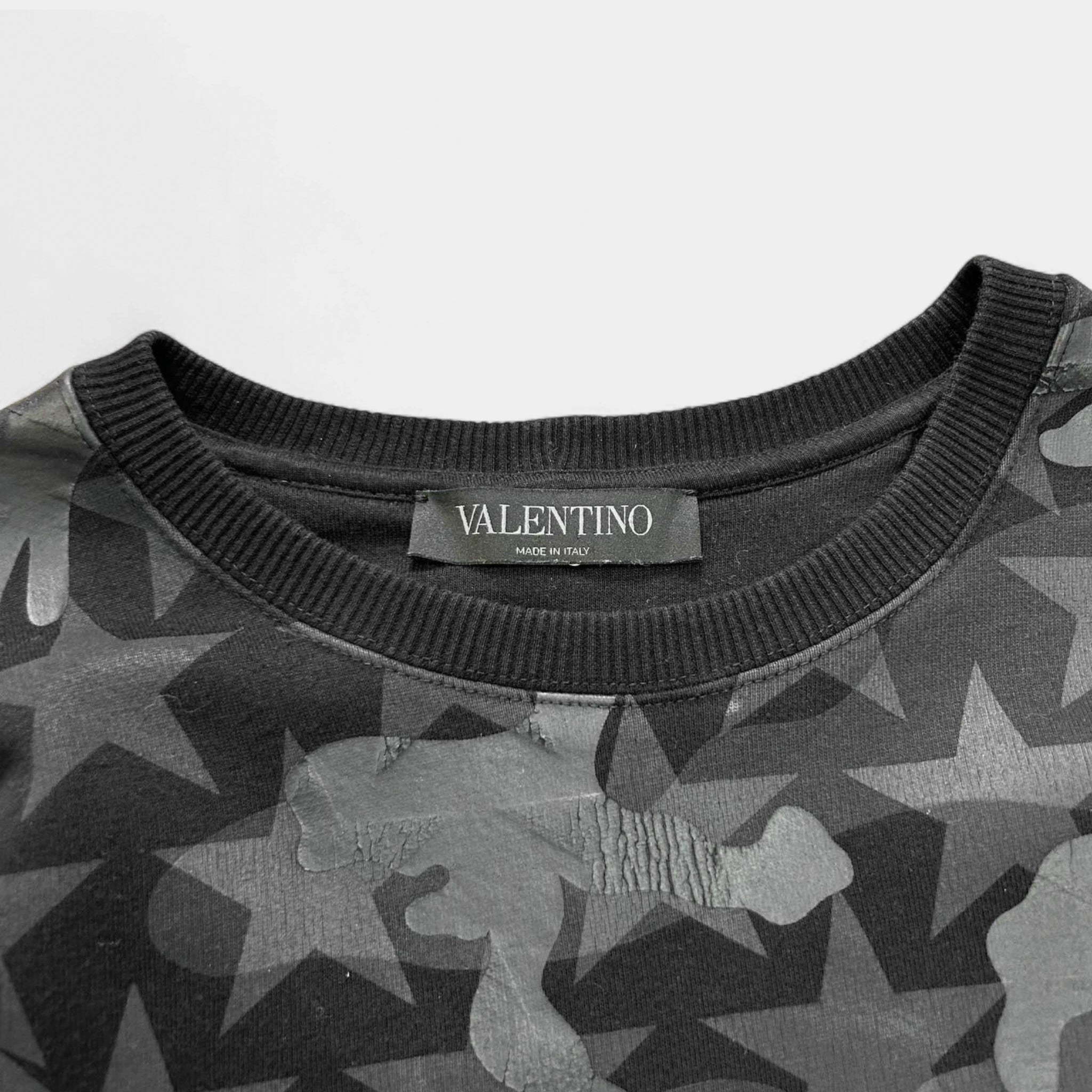 Valentino Black Stars Camouflage Crewneck Sweatshirt