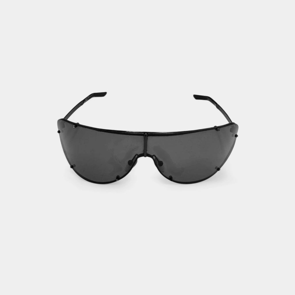 Valentino Black Aviator Shield Wrap Sunglasses