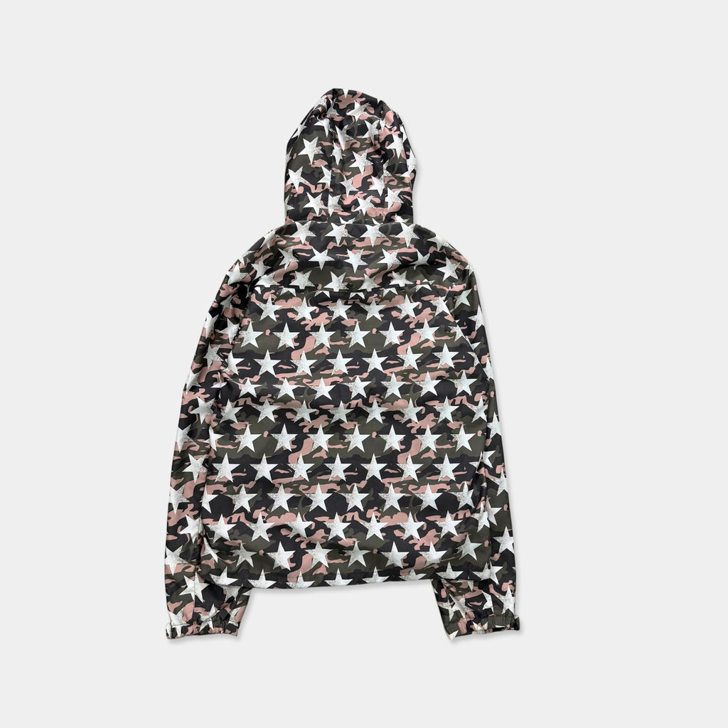 Valentino Camouflage Star Print Hooded Windbreaker Jacket