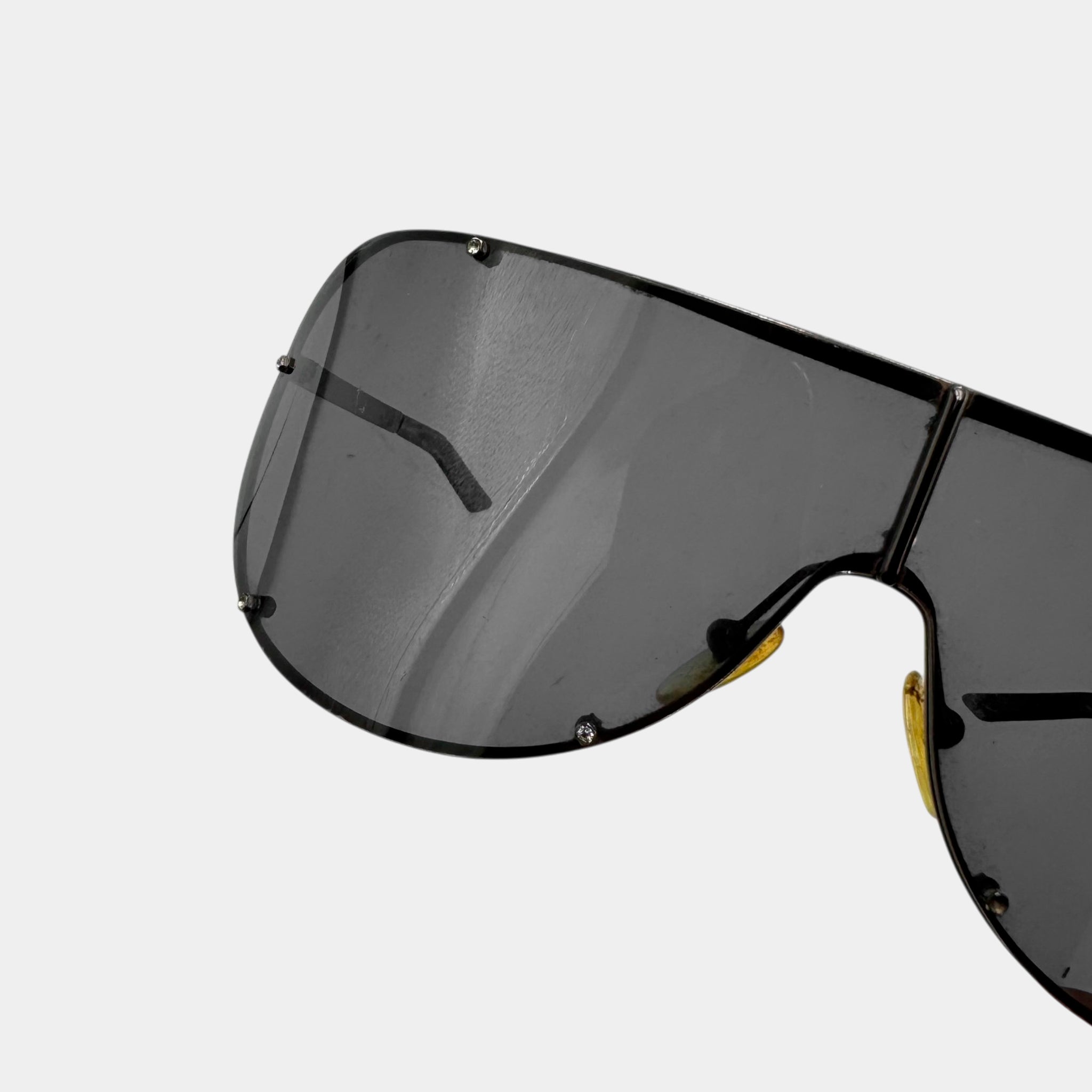 Valentino Black Aviator Shield Wrap Sunglasses