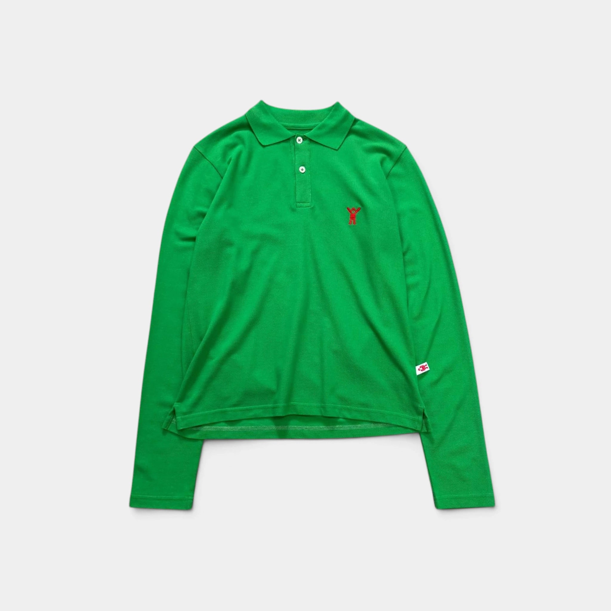 Walter Van Beirendonck Embroidered Green Long-Sleeve Polo