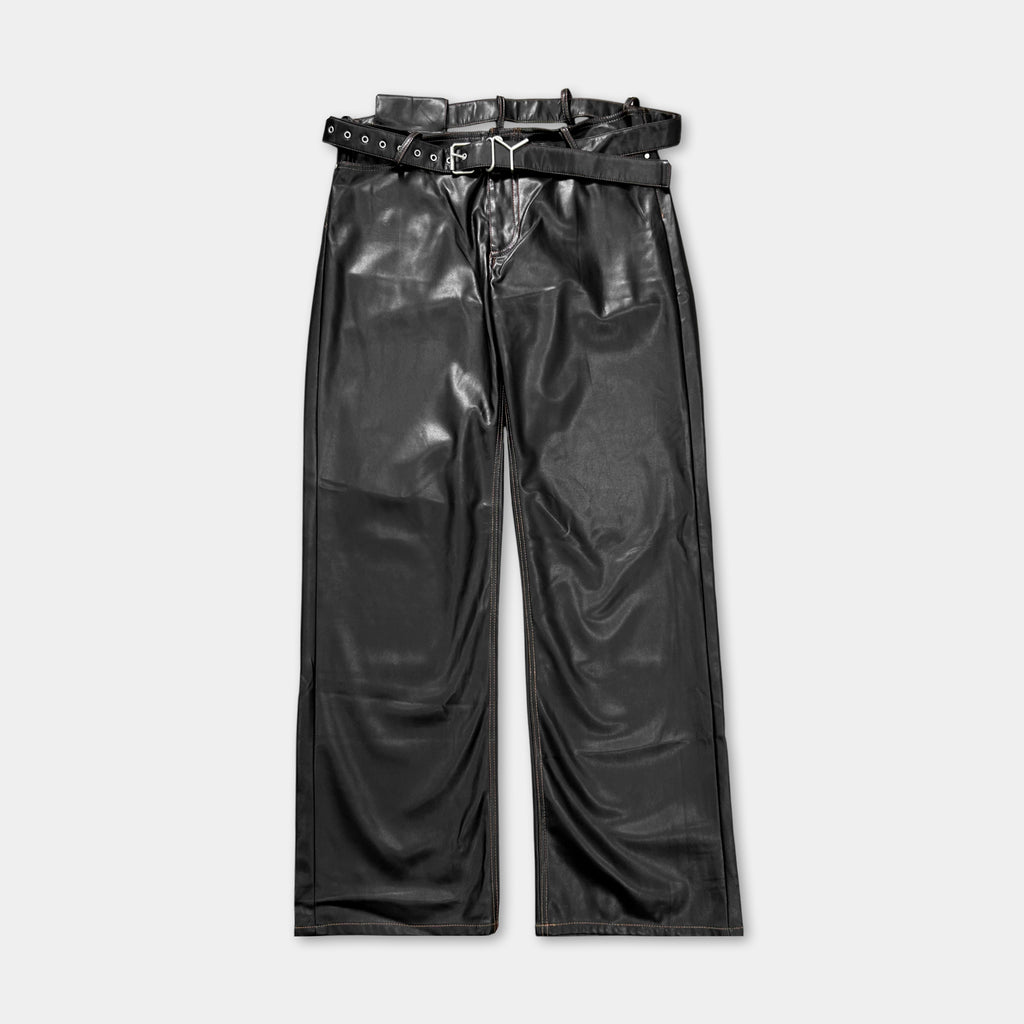Y-Project Double Waisted Leather Wide Pants