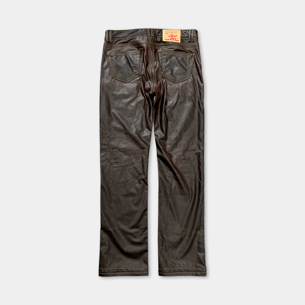 Y Project Brown Vegan Leather Pants
